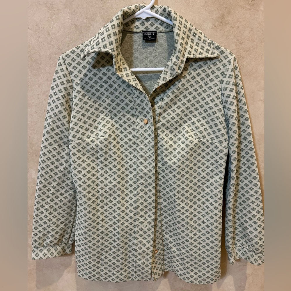 Valley Green Patterned Button down women’s 1970s … - image 1